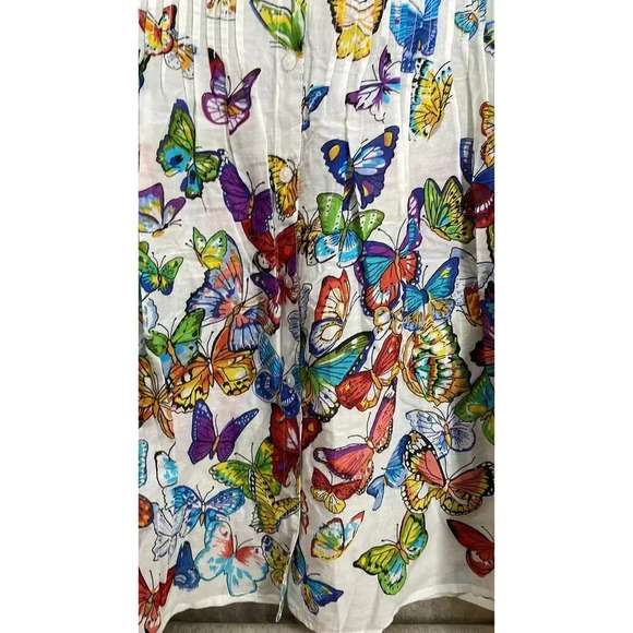 New LA Cera 100% Cotton Colorful Butterfly Design Top Size Medium (M) - Picture 10 of 10